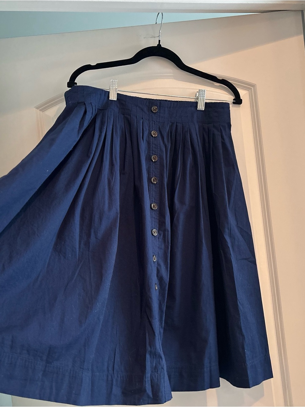 J. Crew Factory Navy Button-Front Circle Skirt - Picture 2 of 3